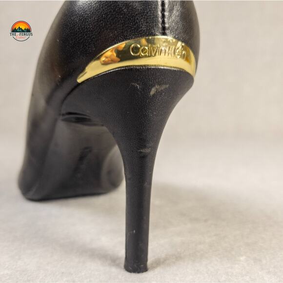 Calvin Klein KAMARA Pump Stiletto Heels Black Leather Corpcore Women's Size 8.5 - Picture 13 of 13